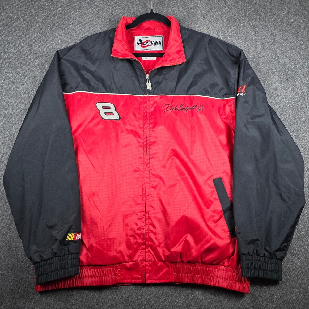 Chase Authentics Racing Jacket Mens Large Red‎ Dale Earnhardt Jr Budweiser Y2K
